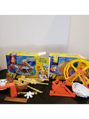 SpongeBob The Glove Boat & Glovely Ferris Wheel. Legend Toys set of 2 1 Flaw
